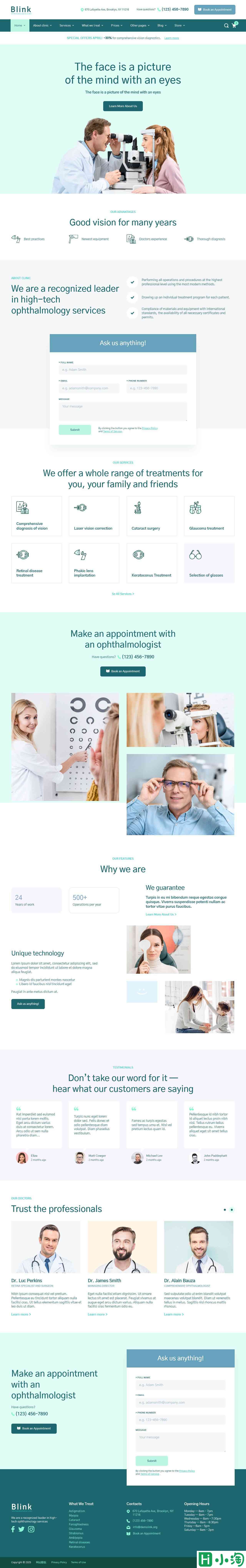 绿色高端眼科诊所网站模板-PC预览
